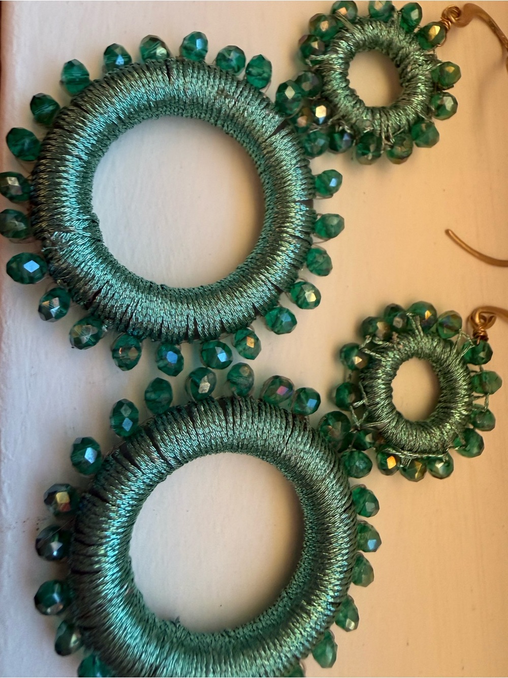 Anthropologie Teal Beaded Drop Earrings - Picture 5 of 5